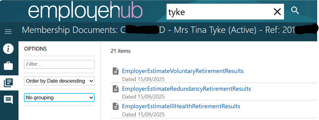 Members Documents area, displaying quote results